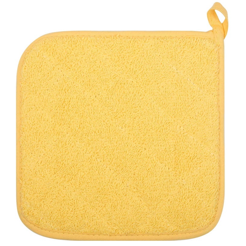 lifaith 100% Cotton Kitchen Everyday Basic Terry Pot Holder Heat Resistant Coaster Potholder for Cooking and Baking Set of 5 Yellow - Image 3